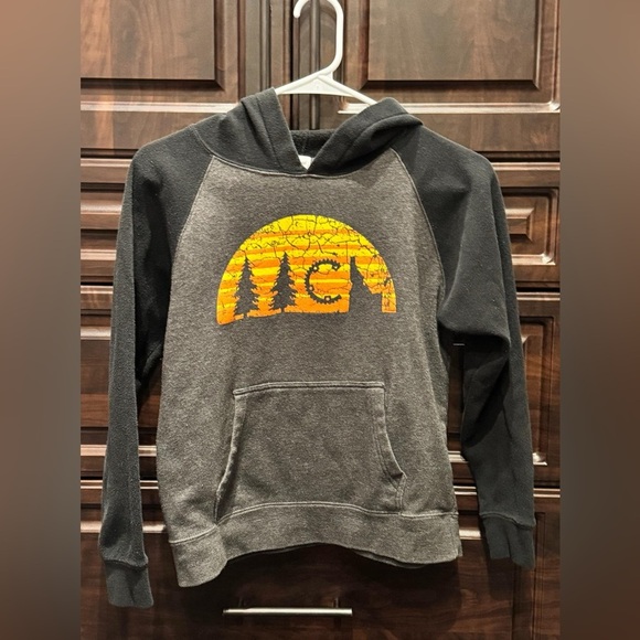 Nica Other - Gray and Black Hoodie with Orange Graphic Idaho kids 10/12 MEDIUM